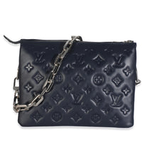 Navy Monogram Embossed Lambskin Coussin PM