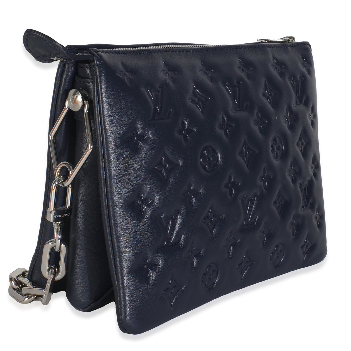 Navy Monogram Embossed Lambskin Coussin PM
