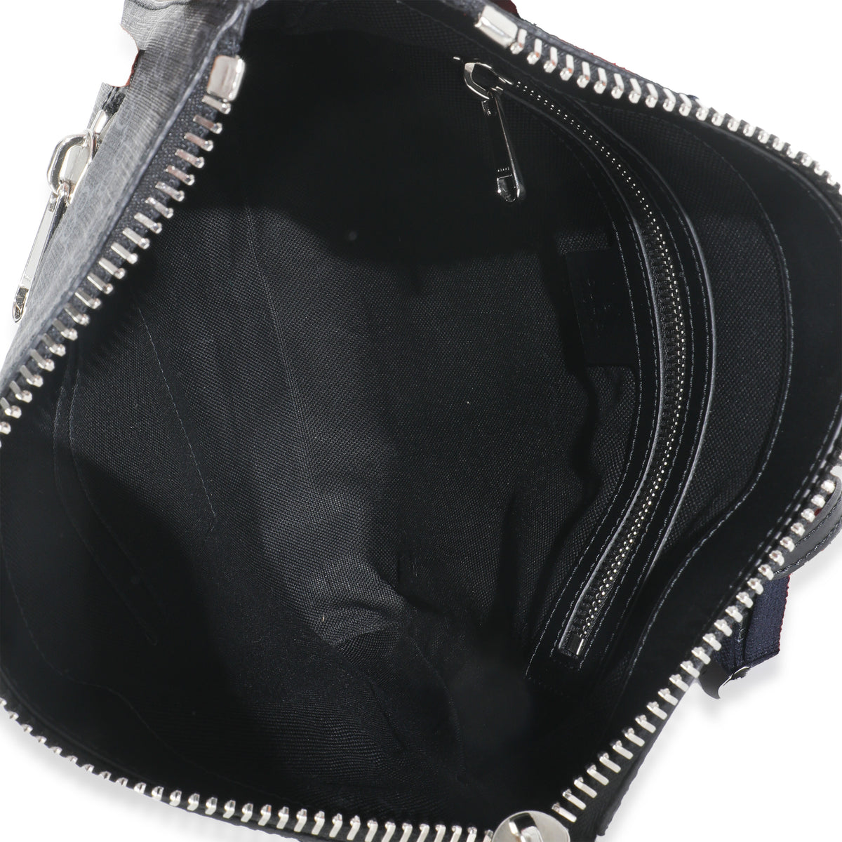 Black Grey GG Supreme Appia Calfskin Web Flat Messenger Bag