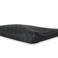 Black Grey GG Supreme Appia Calfskin Web Flat Messenger Bag