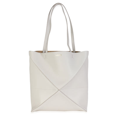 Light Ghost Grained Calfskin Medium Puzzle Fold Tote