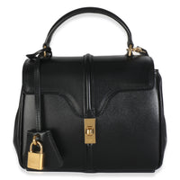 Black Satinated Calfskin Mini 16 Top Handle Bag