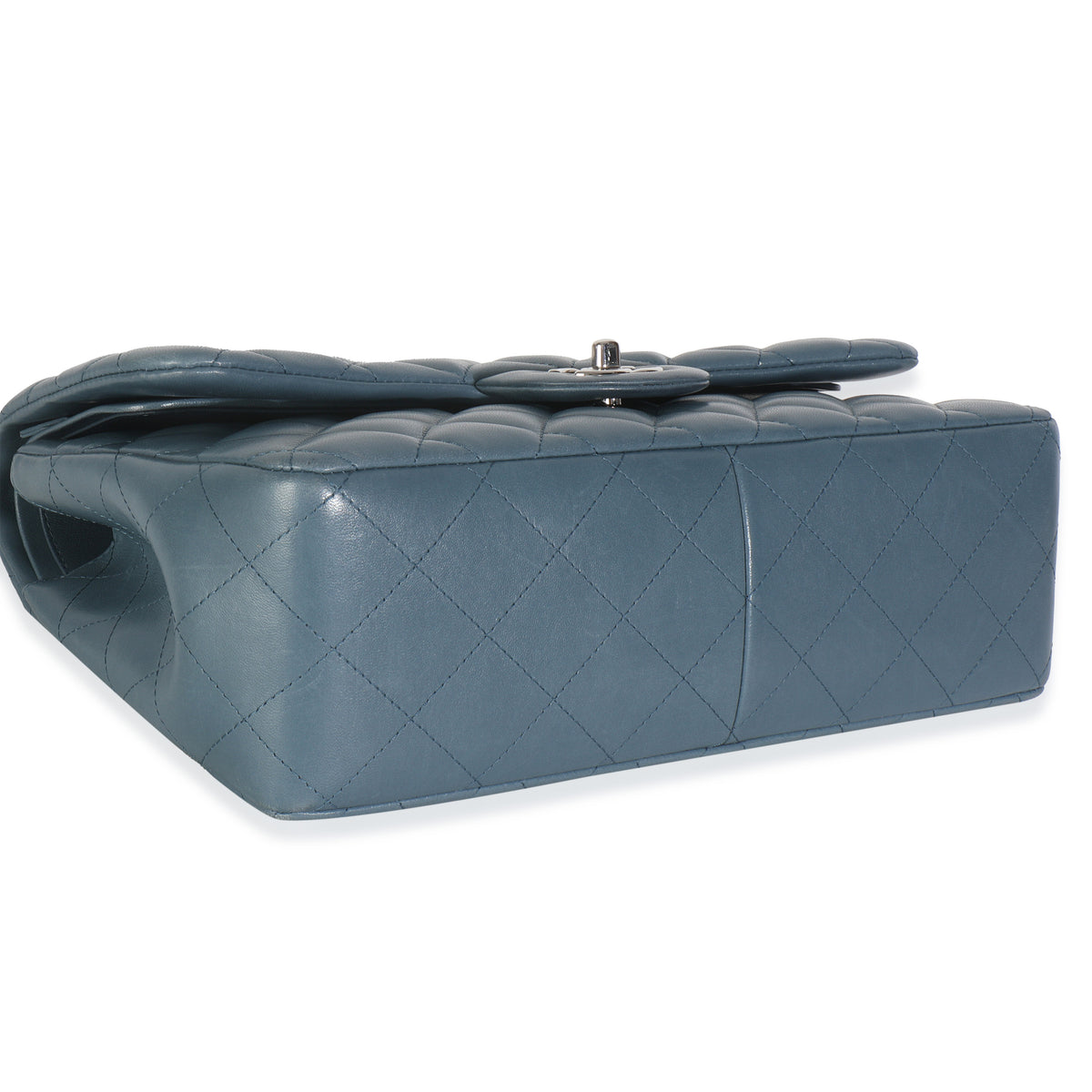 Blue Quilted Lambskin Jumbo Double Flap Bag