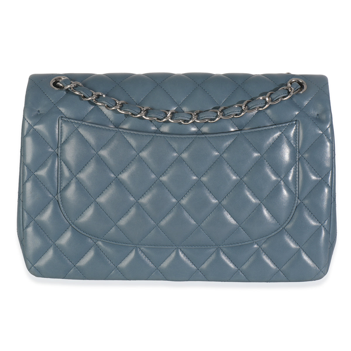 Blue Quilted Lambskin Jumbo Double Flap Bag