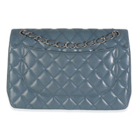 Blue Quilted Lambskin Jumbo Double Flap Bag