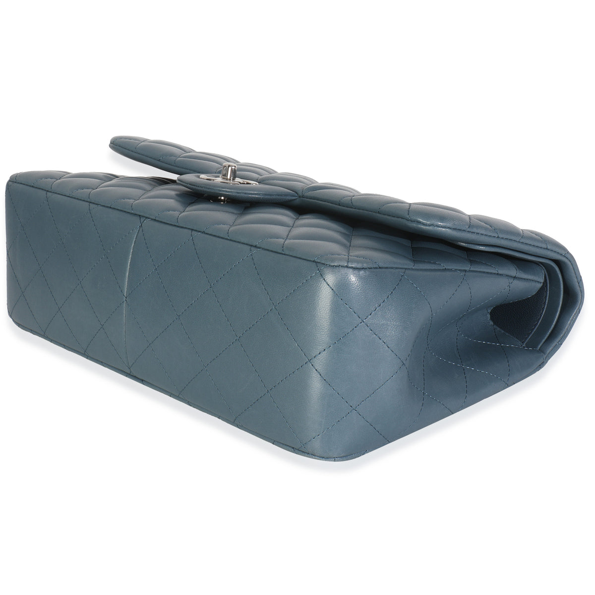 Blue Quilted Lambskin Jumbo Double Flap Bag