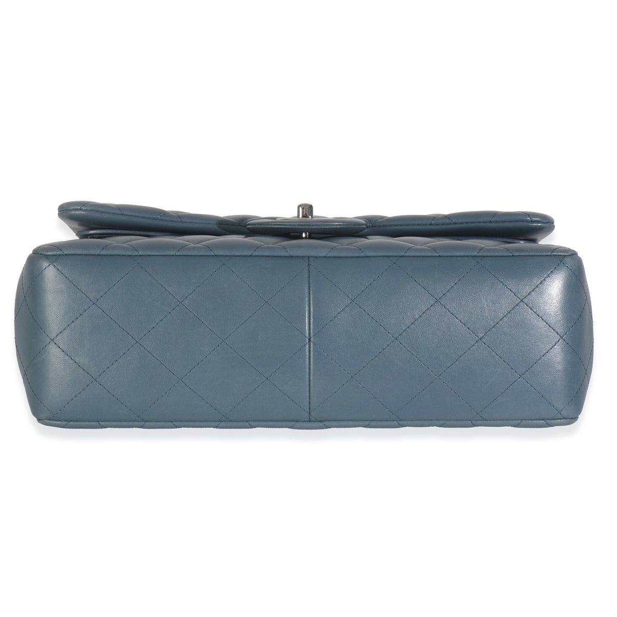 Blue Quilted Lambskin Jumbo Double Flap Bag