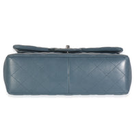Blue Quilted Lambskin Jumbo Double Flap Bag