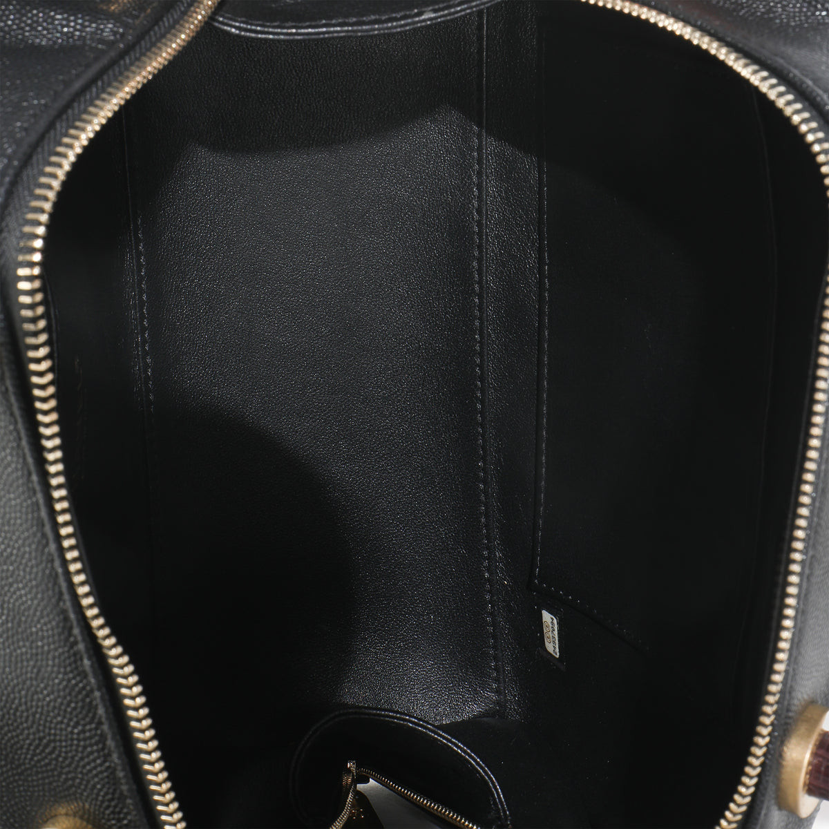Black Quilted Caviar Coco Top Handle Bowling Bag