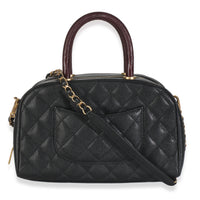 Black Quilted Caviar Coco Top Handle Bowling Bag