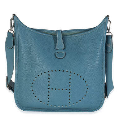 Hermès Bleu Jean Clemence Evelyne III PM PHW Handbag fv