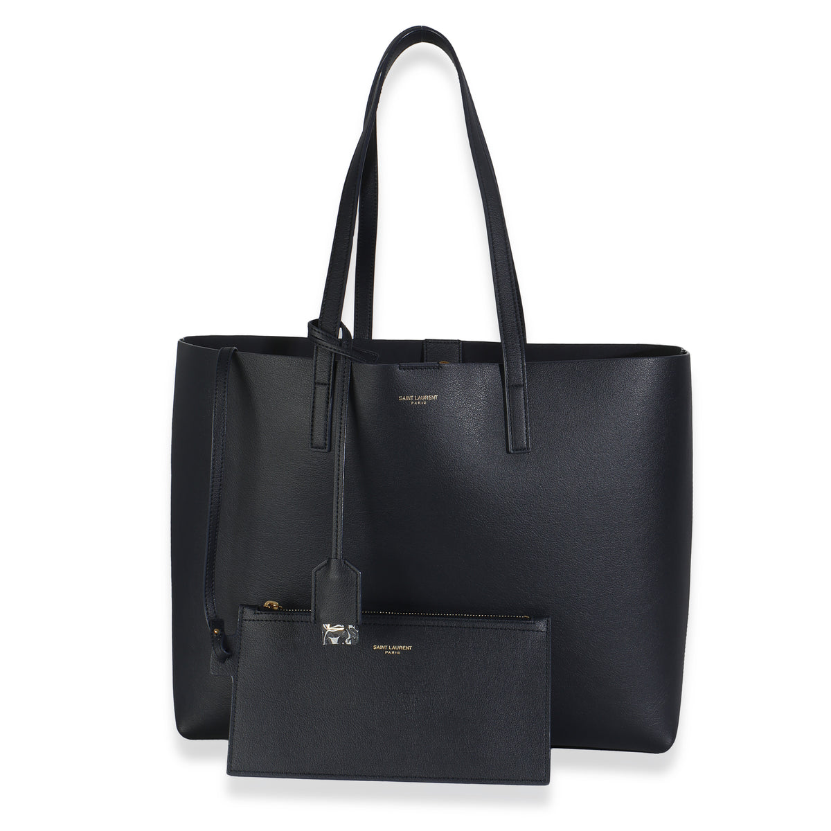 Deep Marine Calfskin Large Shopping Tote