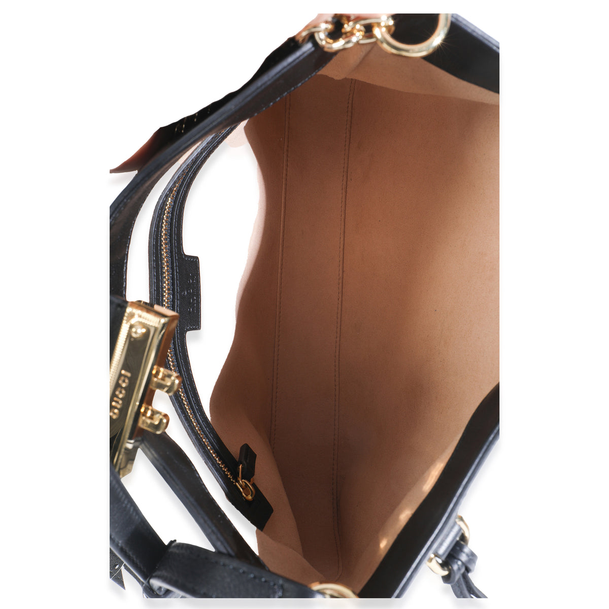 Gucci Beige Black GG Supreme Monogram Canvas Medium Padlock Shoulder Bag Handbag ad1