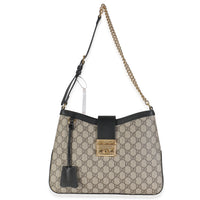 Gucci Beige Black GG Supreme Monogram Canvas Medium Padlock Shoulder Bag Handbag av