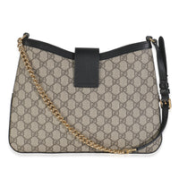 Gucci Beige Black GG Supreme Monogram Canvas Medium Padlock Shoulder Bag Handbag bv