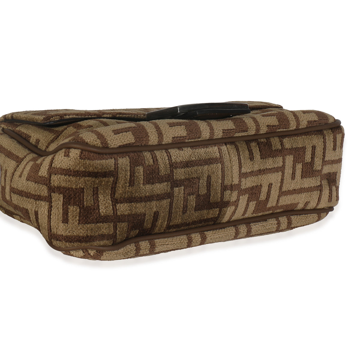 Brown Chenille Vitello Seta FF Midi Chain Baguette