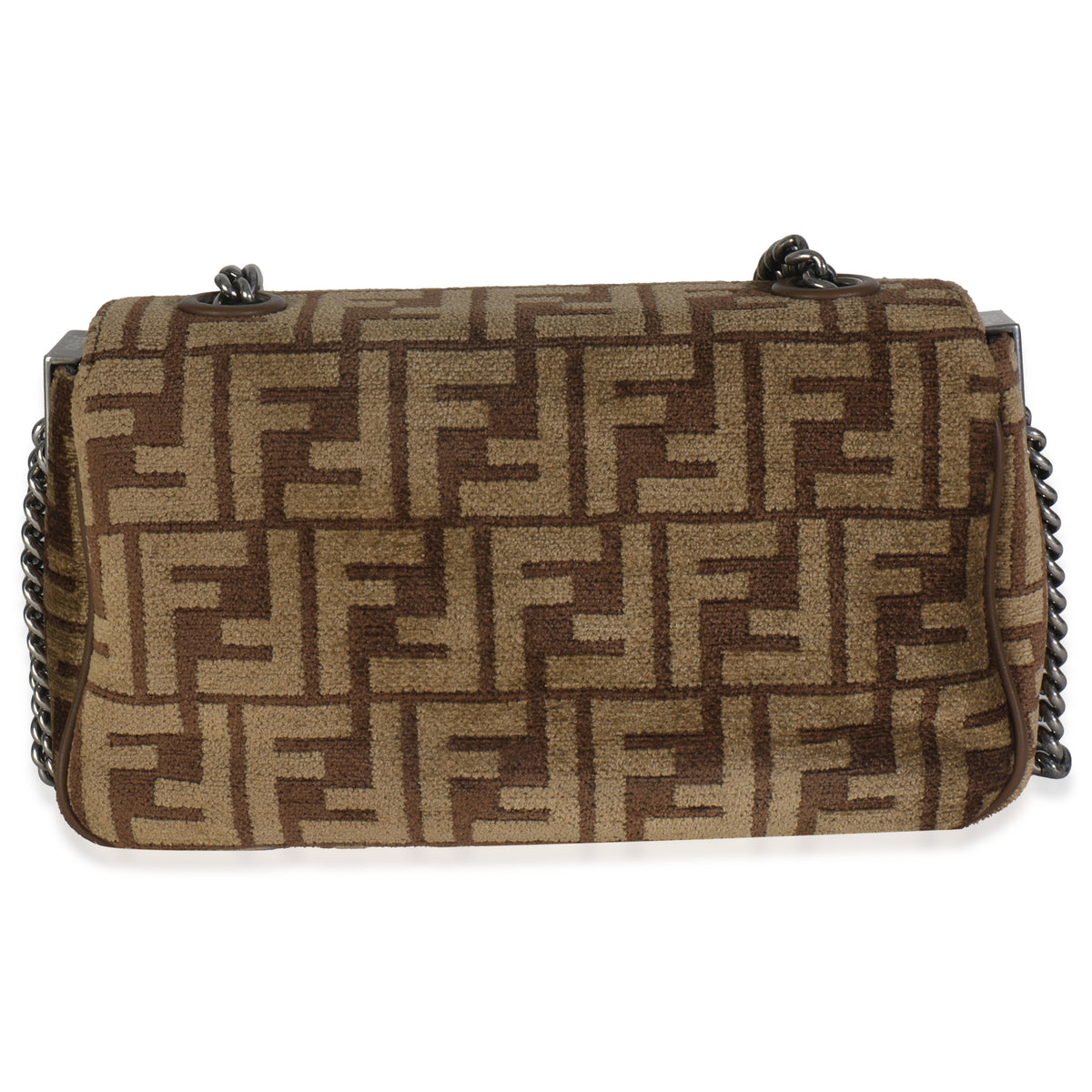 Brown Chenille Vitello Seta FF Midi Chain Baguette