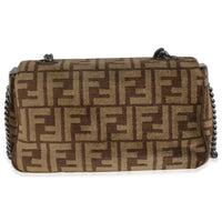 Brown Chenille Vitello Seta FF Midi Chain Baguette