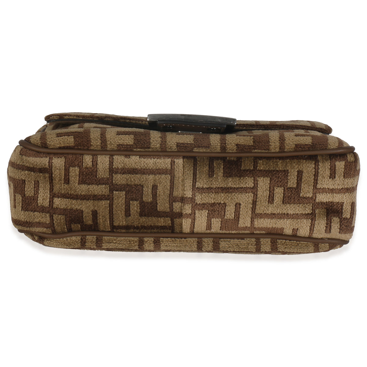 Brown Chenille Vitello Seta FF Midi Chain Baguette