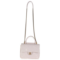 Light Pink Quilted Glazed Calfskin Medium Gold Bar Top Handle Flap Bag