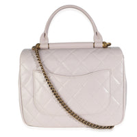 Light Pink Quilted Glazed Calfskin Medium Gold Bar Top Handle Flap Bag