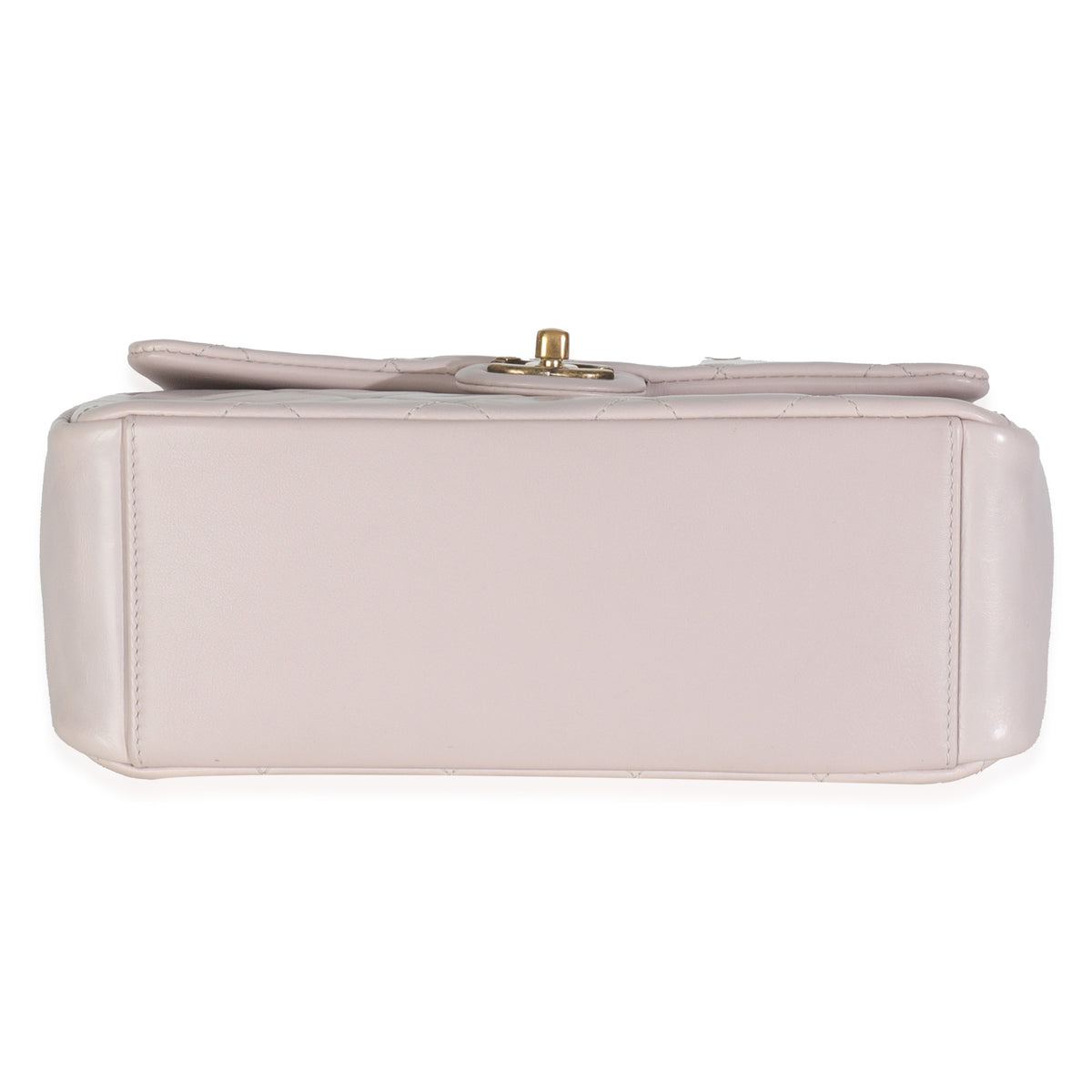 Light Pink Quilted Glazed Calfskin Medium Gold Bar Top Handle Flap Bag