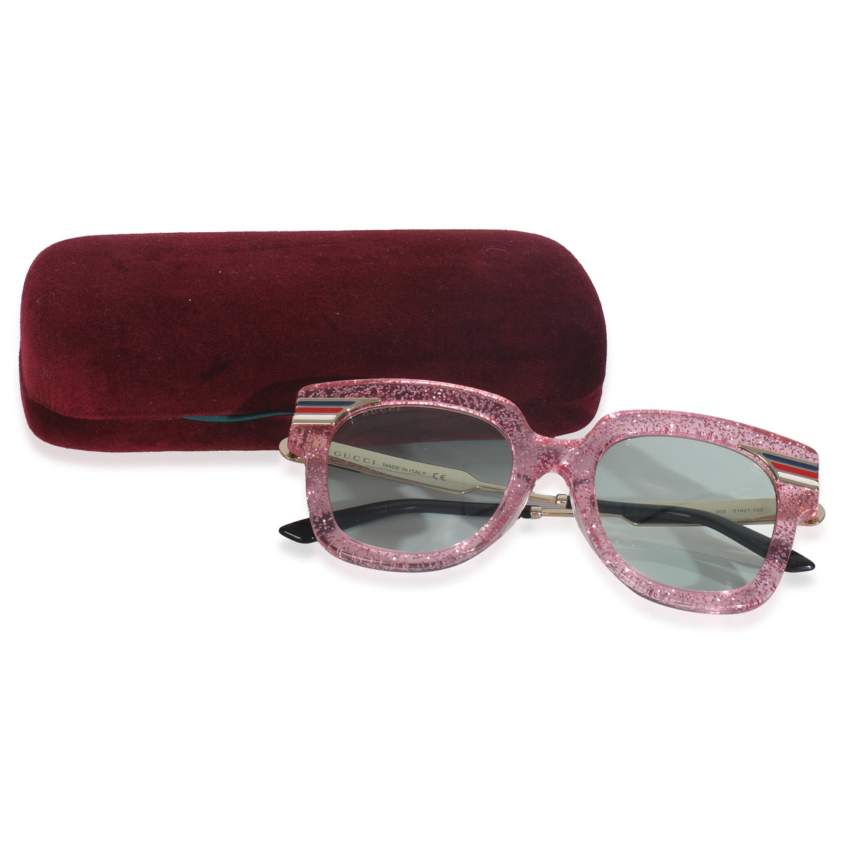 Pink Glitter Acetate Oversized Square Lens Sunglasses