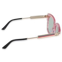 Pink Glitter Acetate Oversized Square Lens Sunglasses