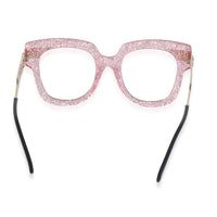 Pink Glitter Acetate Oversized Square Lens Sunglasses