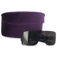 Black Acetate Logo Rimless Shield Sunglasses