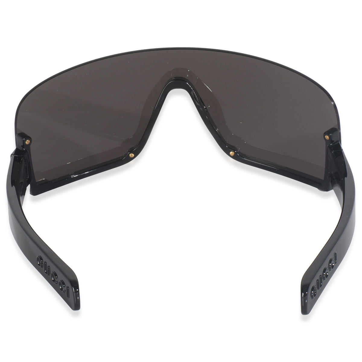 Black Acetate Logo Rimless Shield Sunglasses