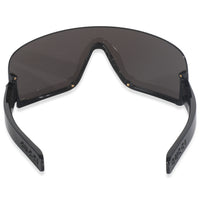 Black Acetate Logo Rimless Shield Sunglasses