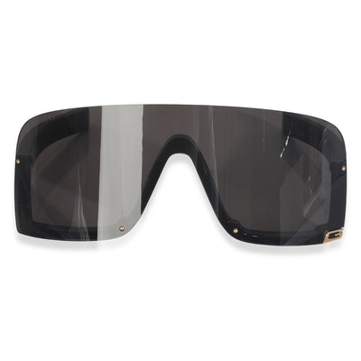 Black Acetate Logo Rimless Shield Sunglasses