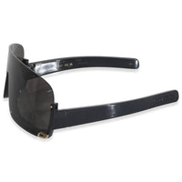 Black Acetate Logo Rimless Shield Sunglasses