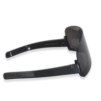 Black Acetate Logo Rimless Shield Sunglasses