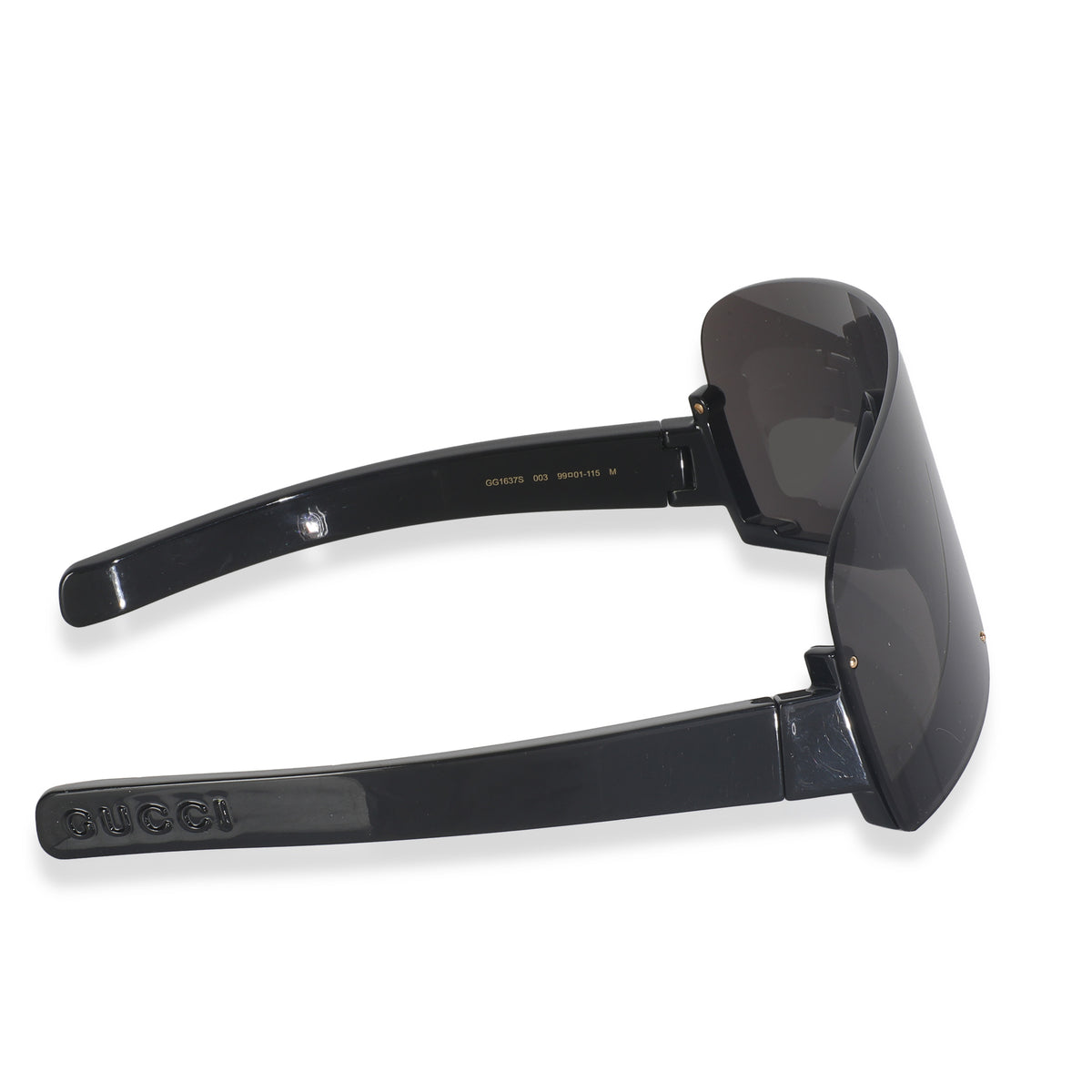 Black Acetate Logo Rimless Shield Sunglasses