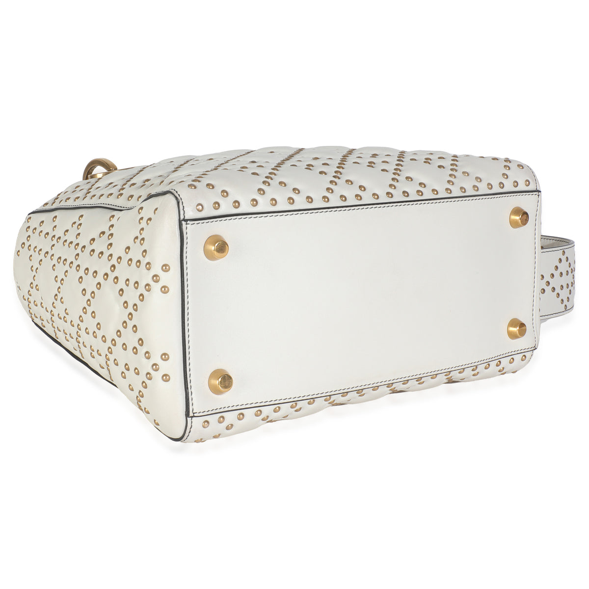 Christian Dior White Cannage Supple Studded Calfskin Medium Lady Dior Handbag box