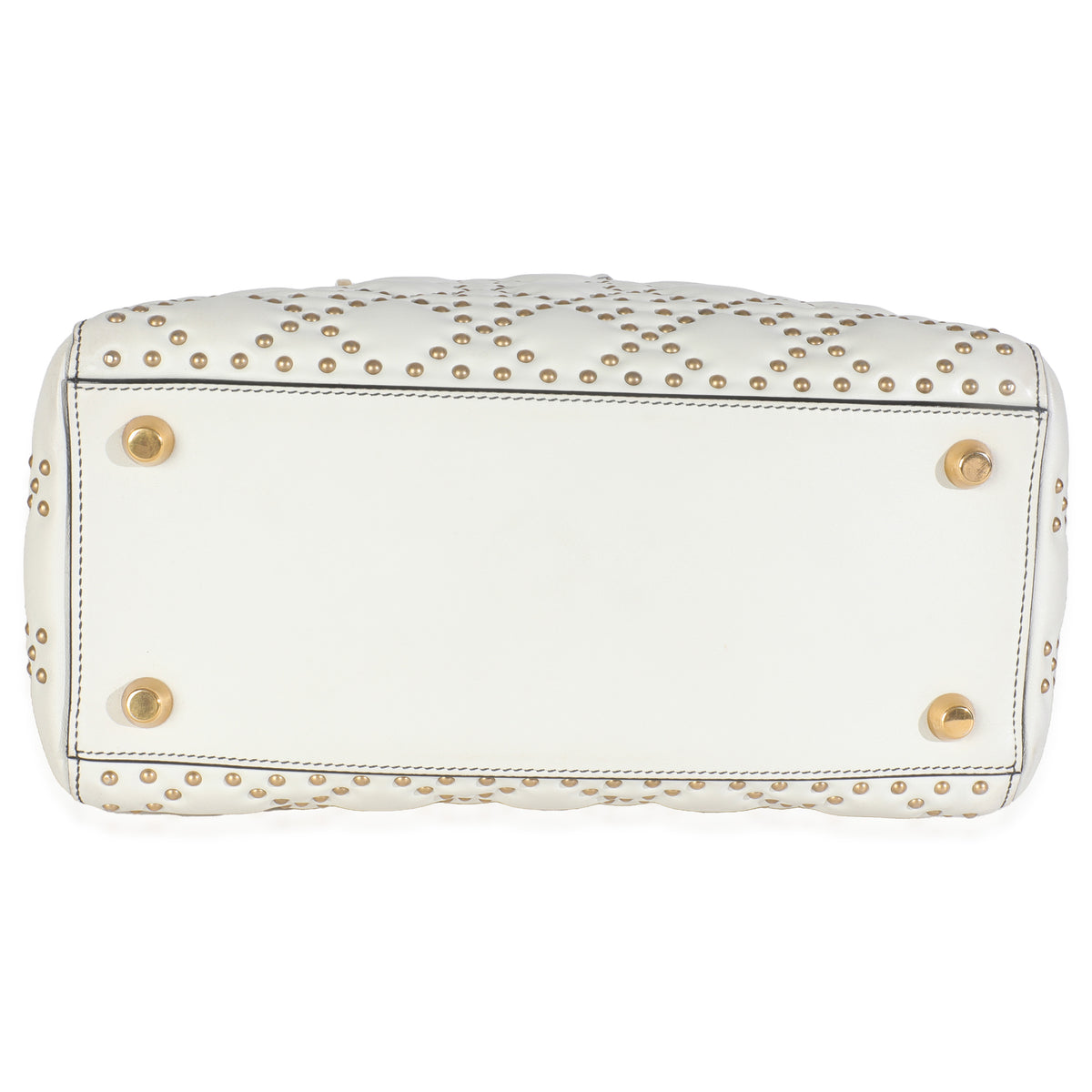 Christian Dior White Cannage Supple Studded Calfskin Medium Lady Dior Handbag stamp