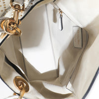 White Cannage Supple Studded Calfskin Medium Lady Dior