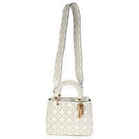 White Cannage Supple Studded Calfskin Medium Lady Dior