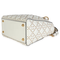 White Cannage Supple Studded Calfskin Medium Lady Dior
