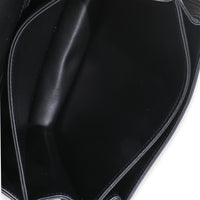 23A Black Quilted Patent Accordion Pushlock Top Handle Flap Bag