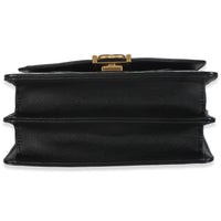 23A Black Quilted Patent Accordion Pushlock Top Handle Flap Bag