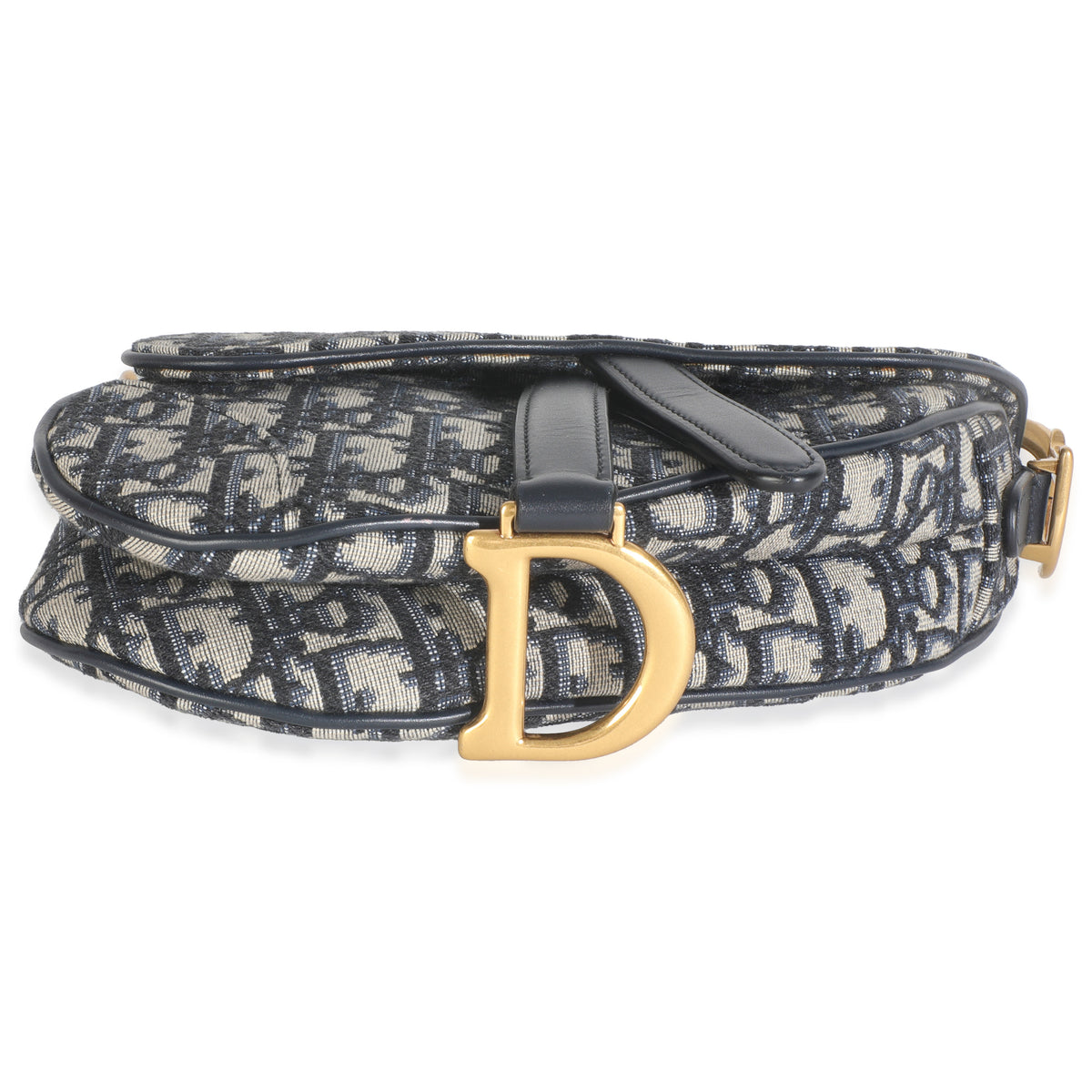 Blue Oblique Canvas Mini Saddle Bag