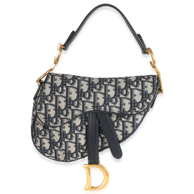 Blue Oblique Canvas Mini Saddle Bag