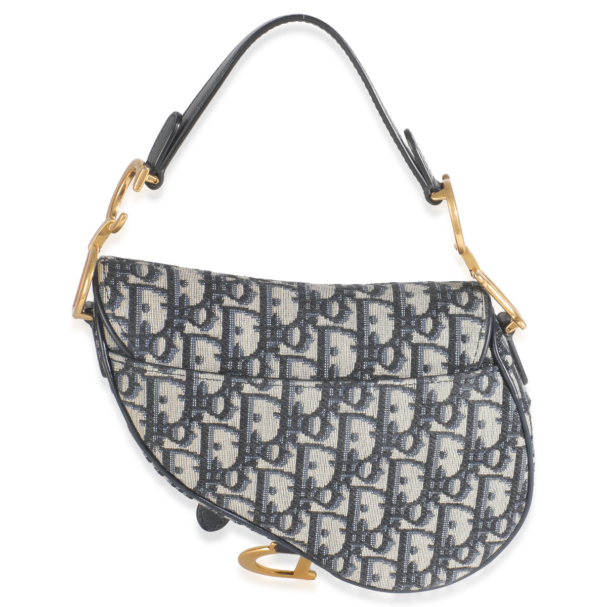 Blue Oblique Canvas Mini Saddle Bag