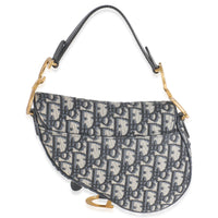 Blue Oblique Canvas Mini Saddle Bag