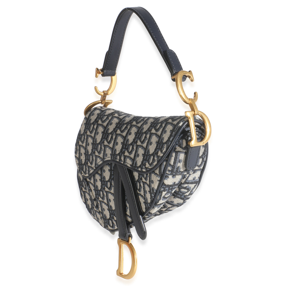 Blue Oblique Canvas Mini Saddle Bag