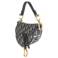 Blue Oblique Canvas Mini Saddle Bag