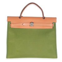 Hermès Apple Green Vache Hunter Toile Herbag Zip 31 PHW Handbag fv